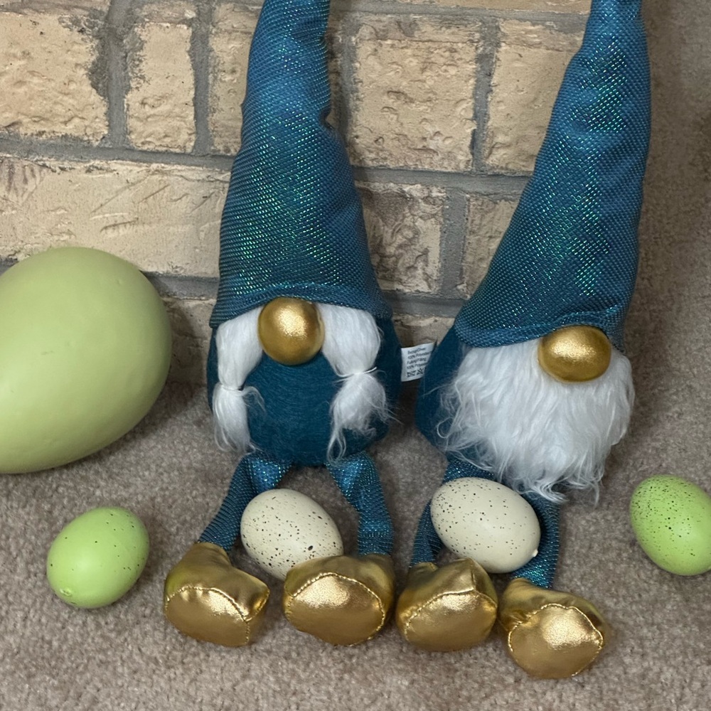 Trolls Blue and Gold Gnome Accents with Pointed Hats